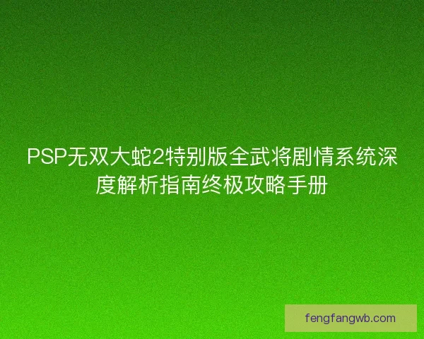 PSP无双大蛇2特别版全武将剧情系统深度解析指南终极攻略手册